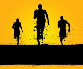 Set of Running elements people silhouette vector 01