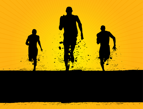 Set of Running elements people silhouette vector 01