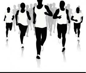 Set of Running elements people silhouette vector 03