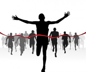 Set of Running elements people silhouette vector 04
