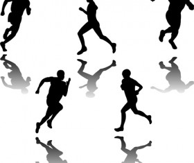 Set of Running elements people silhouette vector 05