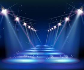 Set of Stage with spotlights elements vector 02