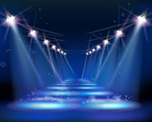 Set of Stage with spotlights elements vector 02