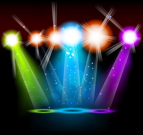 Set of Stage with spotlights elements vector 04