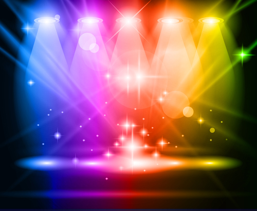 Set of Stage with spotlights elements vector 05