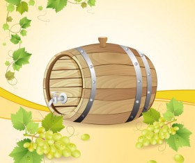 Set of Wooden Wine barrel vector material 01