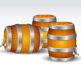 Set of Wooden Wine barrel vector material 02