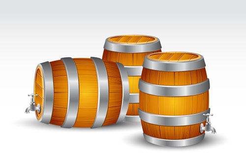 Set of Wooden Wine barrel vector material 02