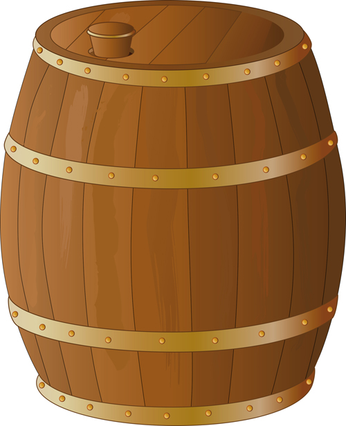 Set of Wooden Wine barrel vector material 03