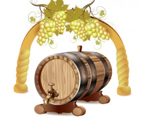 Set of Wooden Wine barrel vector material 04