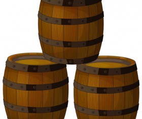 Set of Wooden Wine barrel vector material 05