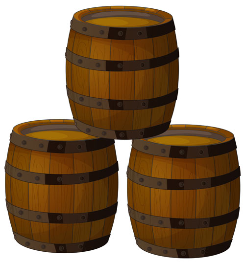 Set of Wooden Wine barrel vector material 05