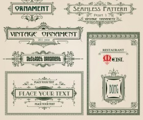 Vintage Ornaments and frames design vector material 01