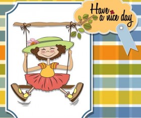 Cartoon Children cards design vector material 01