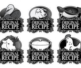 Set of recipe labels vector 01