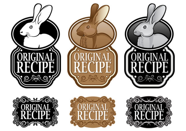 Set of recipe labels vector 04