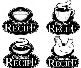 Set of recipe labels vector 05