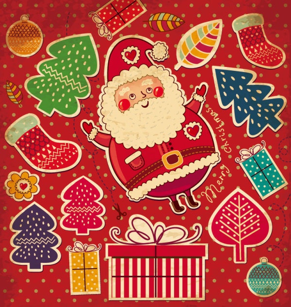 Santa Claus and xmas Stickers vector grahpic 01