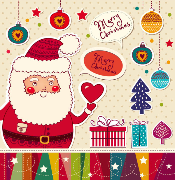 Santa Claus and xmas Stickers vector grahpic 03