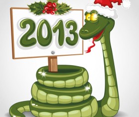 Funny 2013 Snake Greeting Card vector set 01