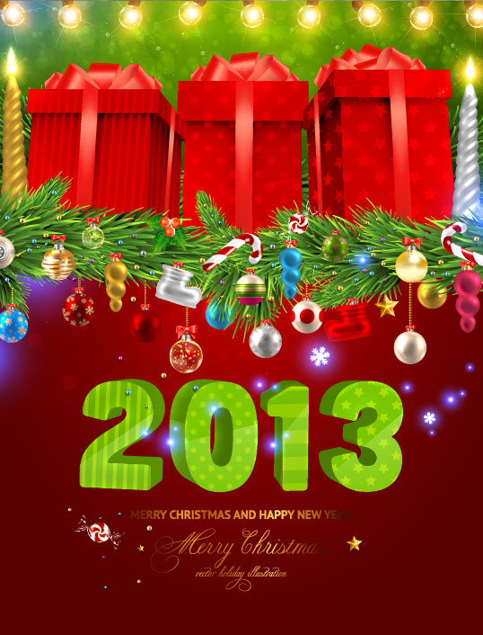 Pretty 2013 Greeting Cards background vector 01