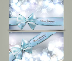 Shiny Christmas cards and banner design vector set 02