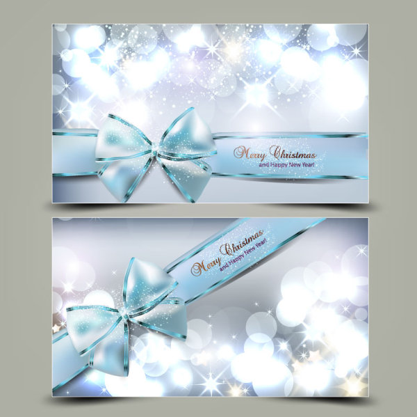 Shiny Christmas cards and banner design vector set 02
