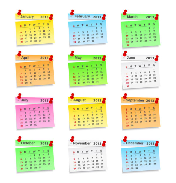 Elements of Creative Calendar grid 2013 vector 03