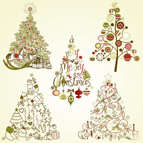 The offbeat Christmas tree design vector 02