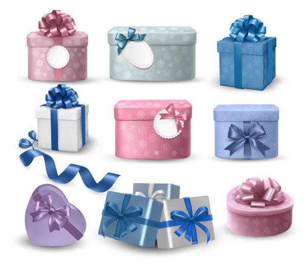 colorful Gift box and banner design vector 01