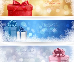 colorful Gift box and banner design vector 02
