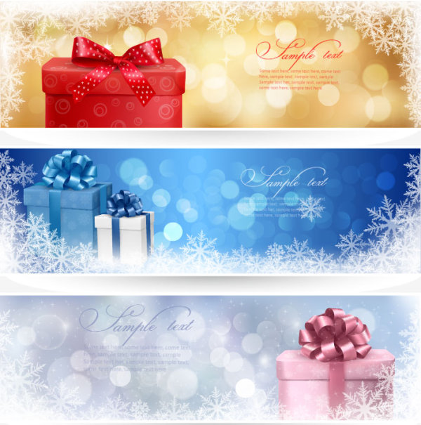 colorful Gift box and banner design vector 02