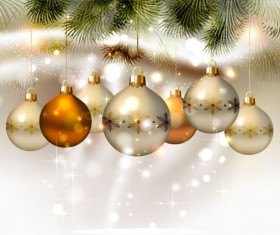 Shiny Ball with Christmas background vector graphics 02 free download