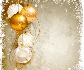 Shiny Ball with Christmas background vector graphics 02