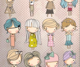Different Cartoon Children elements vector material 03