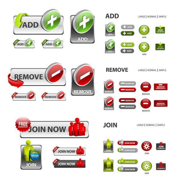 Download Elements of Creative web button design vector material 10 ...