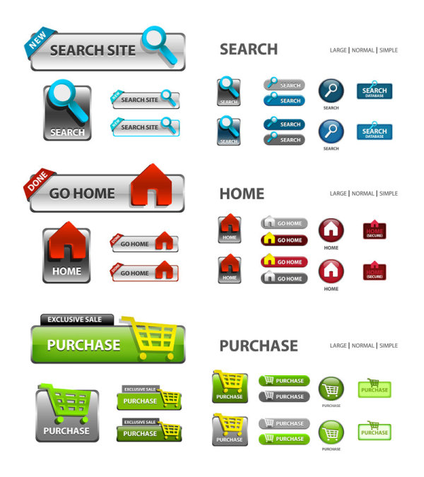 Elements of Creative web button design vector material 14