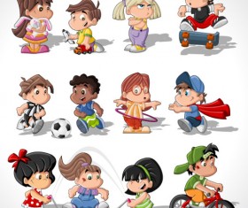 Different Cartoon Children elements vector material 04