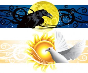 Abstract banner with Birds vector