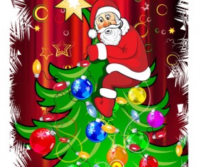 Funny Santa Claus and Christmas tree vector