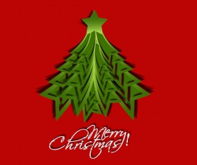 Paper cut Christmas tree design vector 05