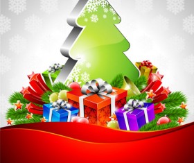 Paper cut Christmas tree design vector 09
