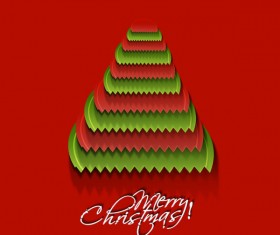 Paper cut Christmas tree design vector 10