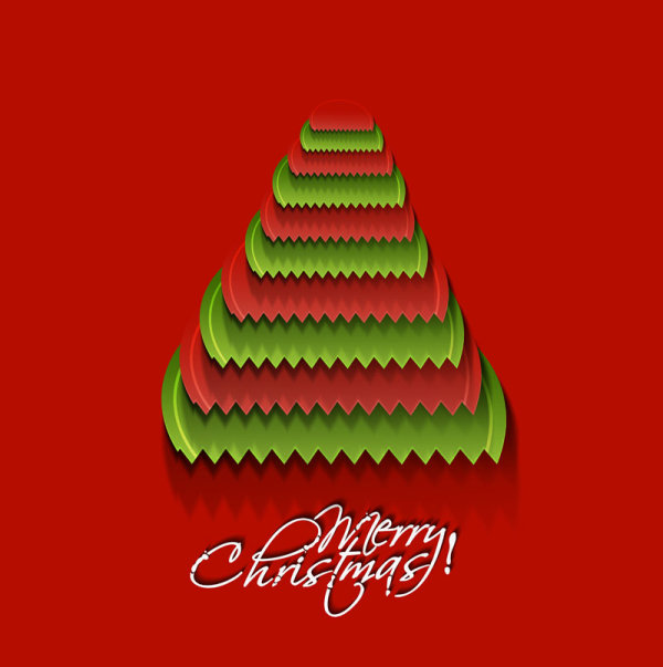 Paper cut Christmas tree design vector 10