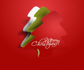 Paper cut Christmas tree design vector 11