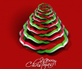 Paper cut Christmas tree design vector 12