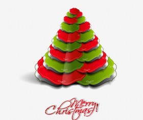 Paper cut Christmas tree design vector 13