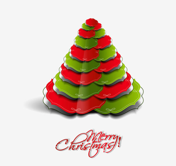 Paper cut Christmas tree design vector 13