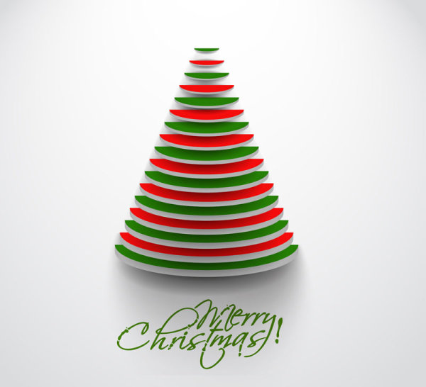 Paper cut Christmas tree design vector 16