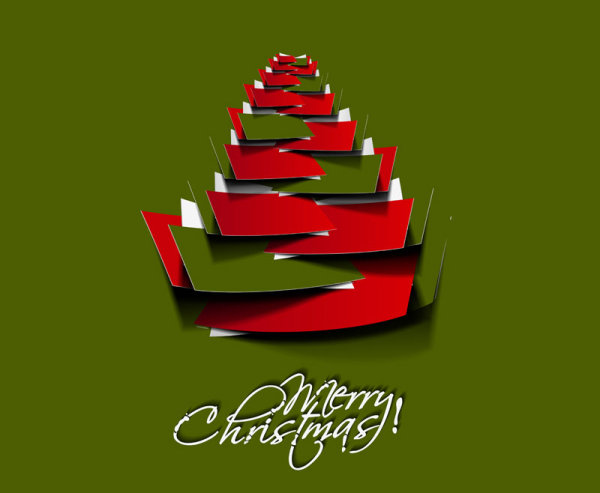 Paper cut Christmas tree design vector 19